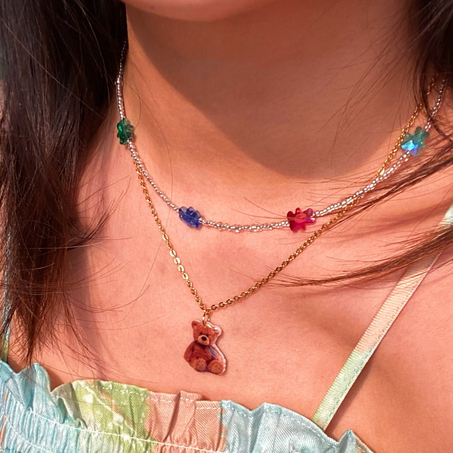 2in1 Beaded Stack Bear Necklace 🧸