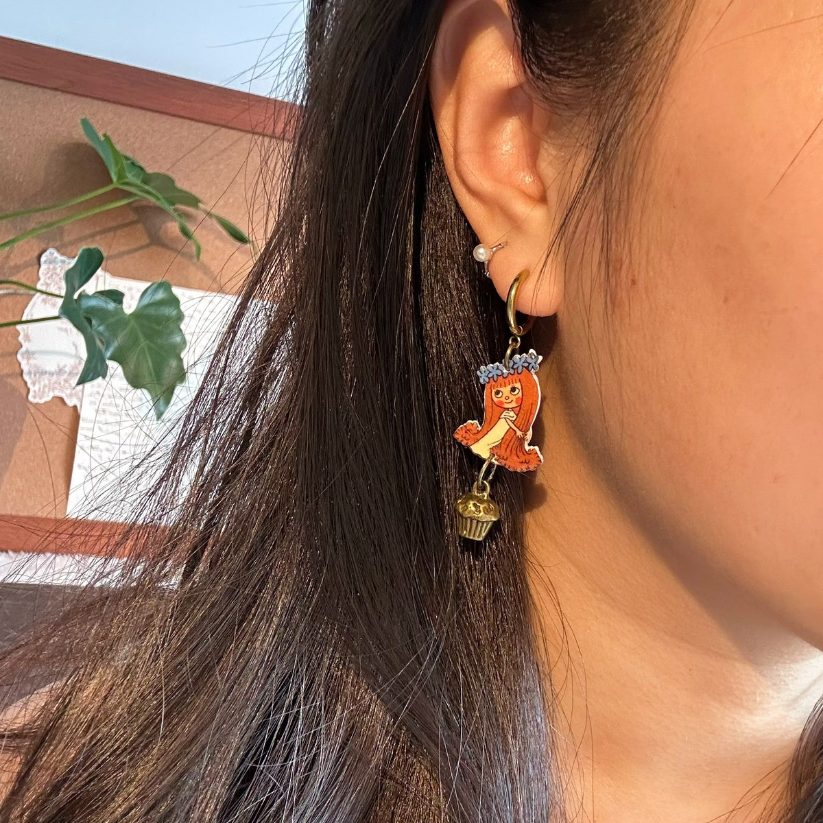 Little My + Amalka Fairy WhimsicalMismatched Earrings Brass Charms