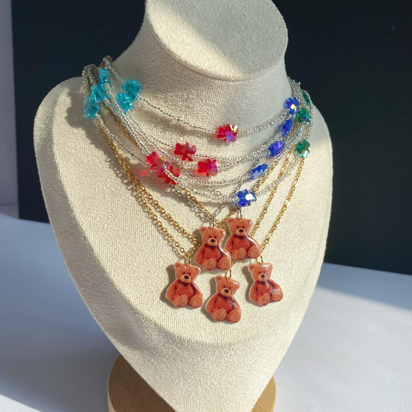 2in1 Beaded Stack Bear Necklace 🧸