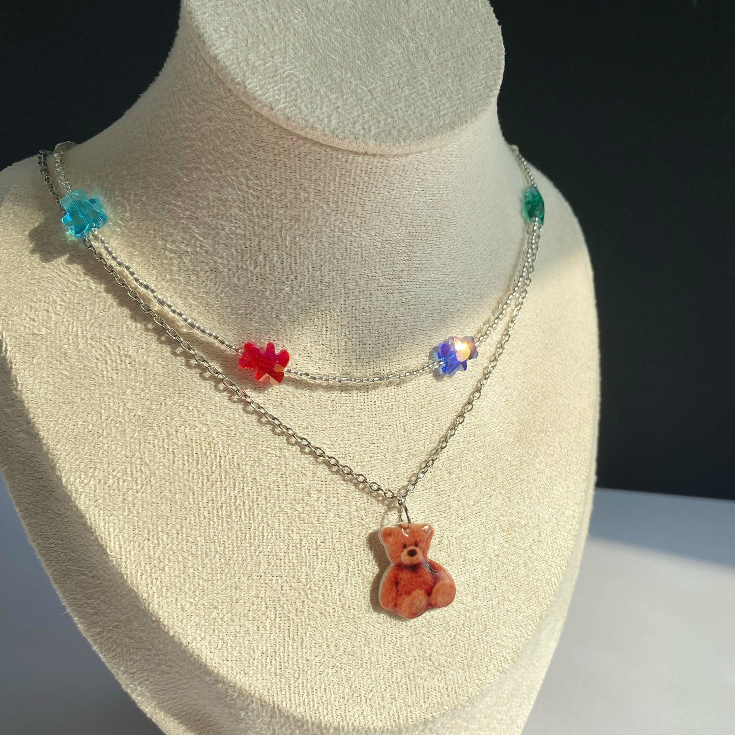 2in1 Beaded Stack Bear Necklace 🧸