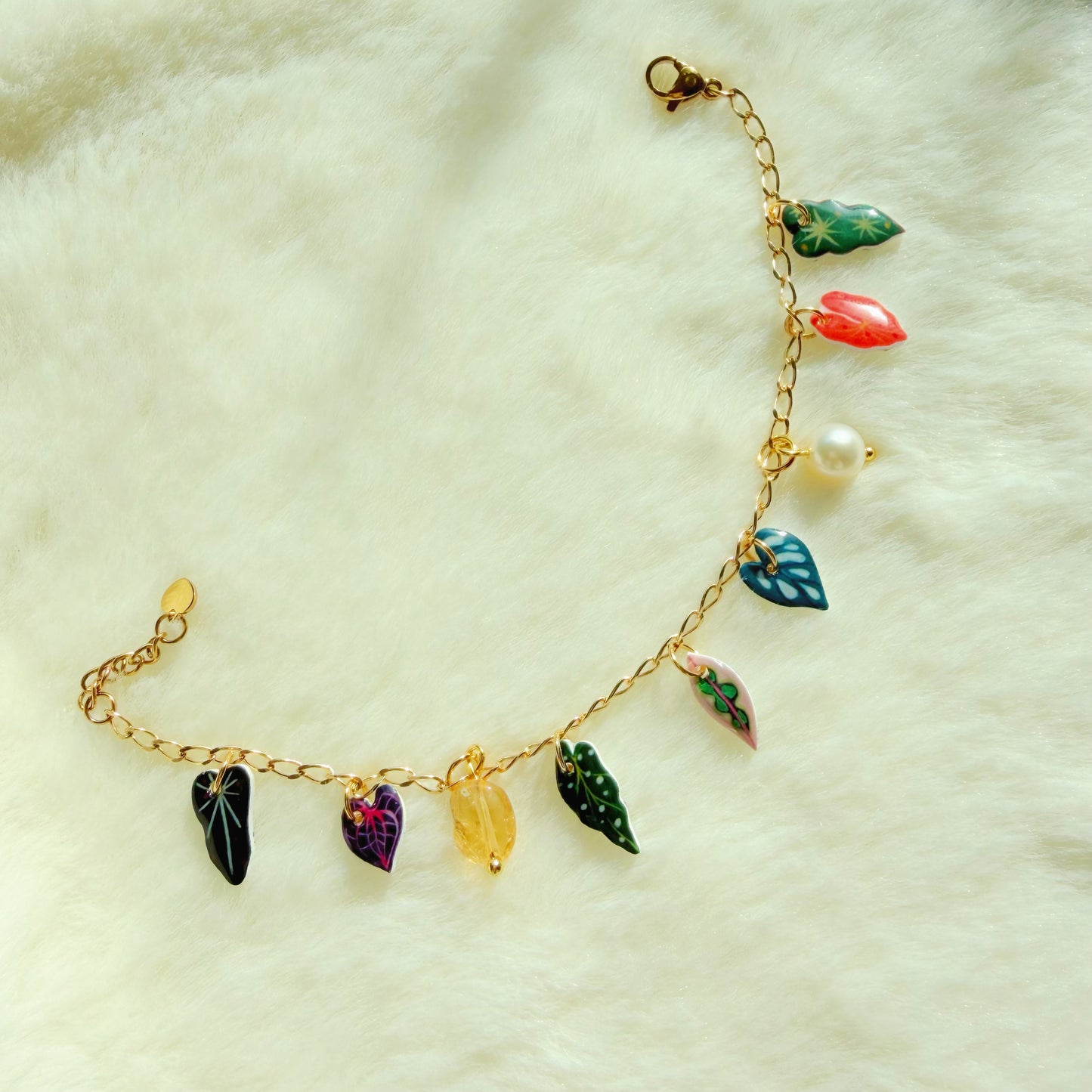 Botanical charm bracelet