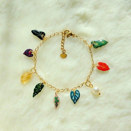 Botanical charm bracelet