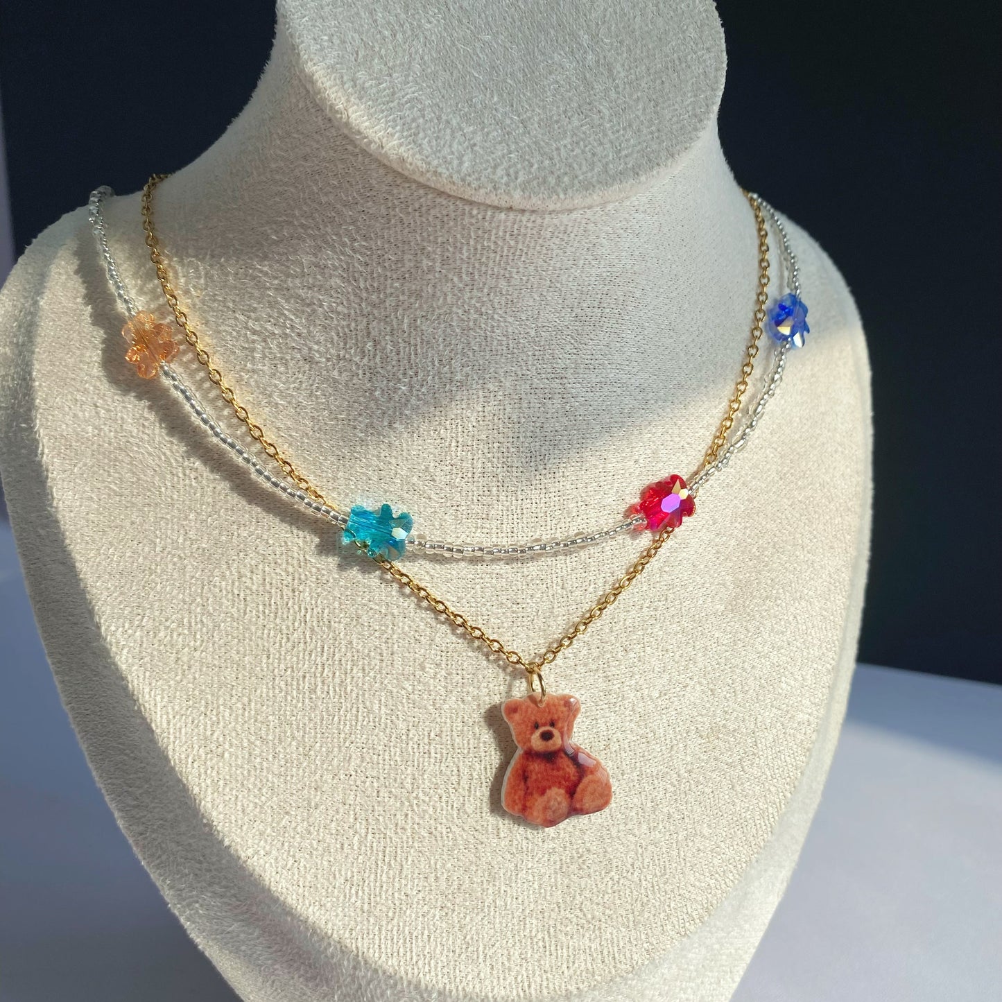 2in1 Beaded Stack Bear Necklace 🧸