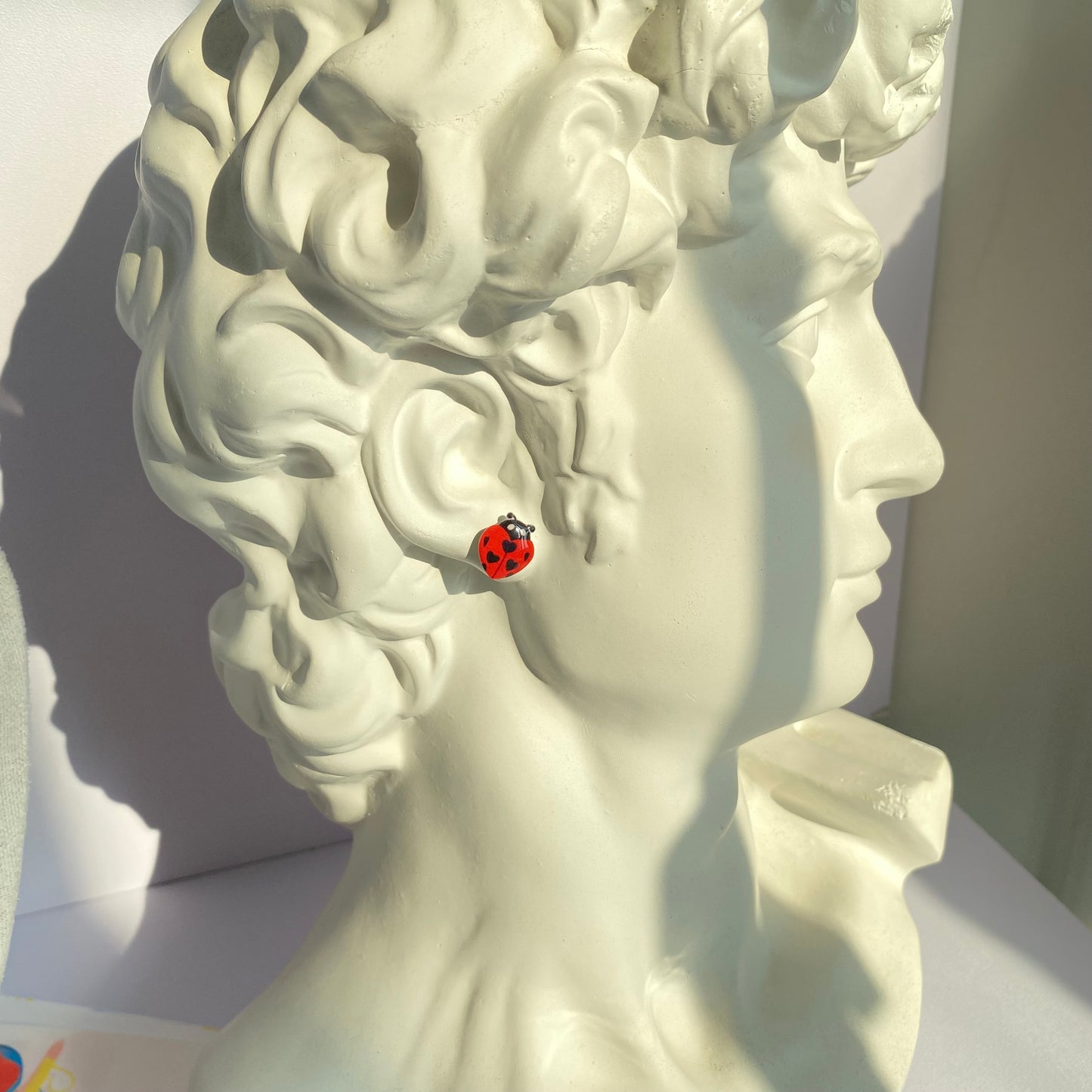 Heart-shaped Lady Bug Mini Studs