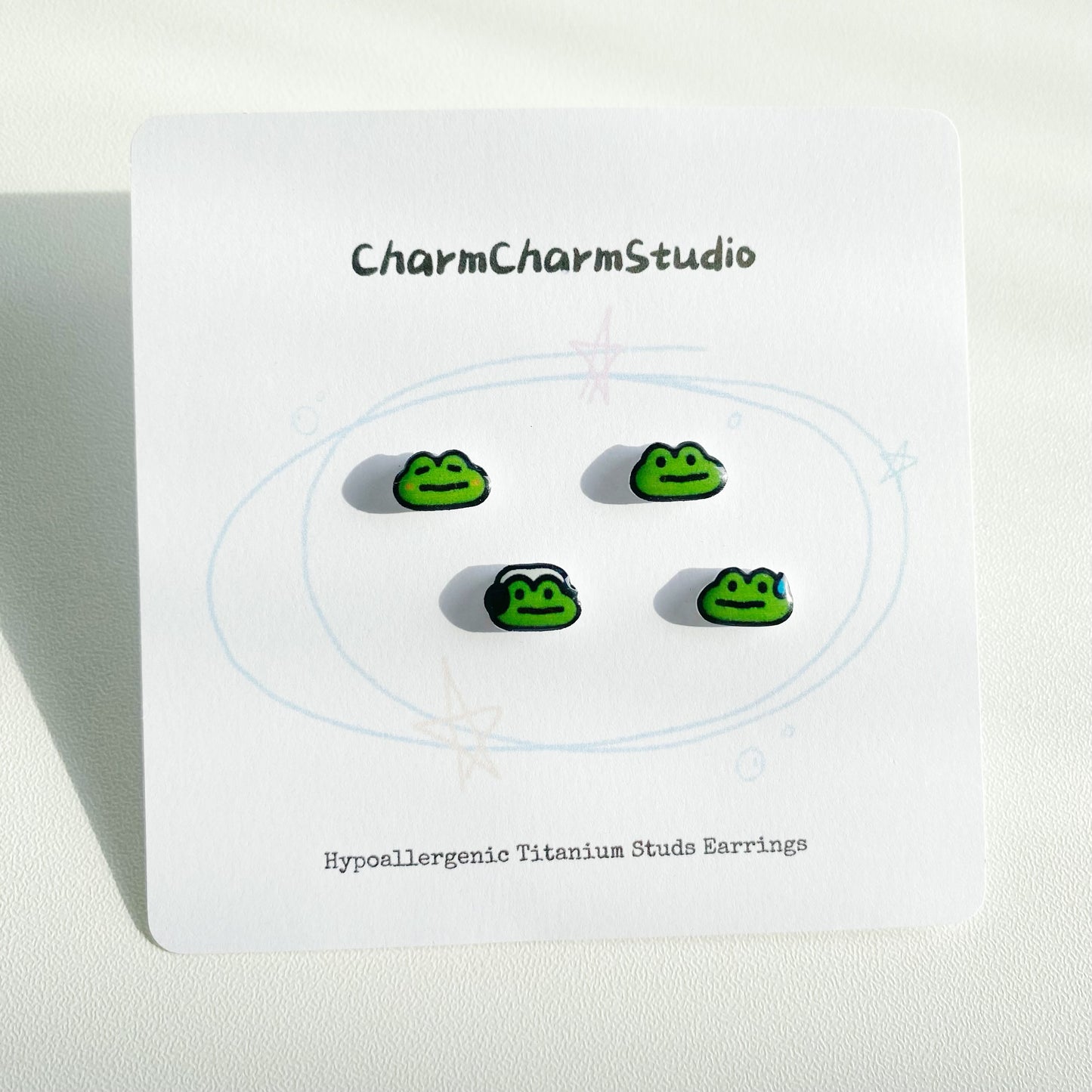 Frog Mood Mini Studs Earrings Clip-ons