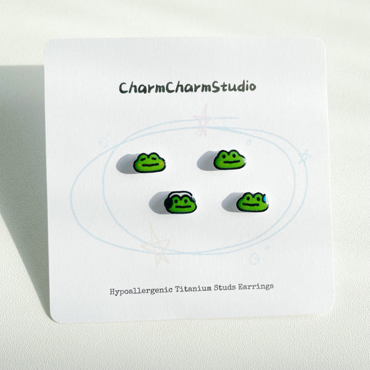 Frog Mood Mini Studs Earrings Clip-ons